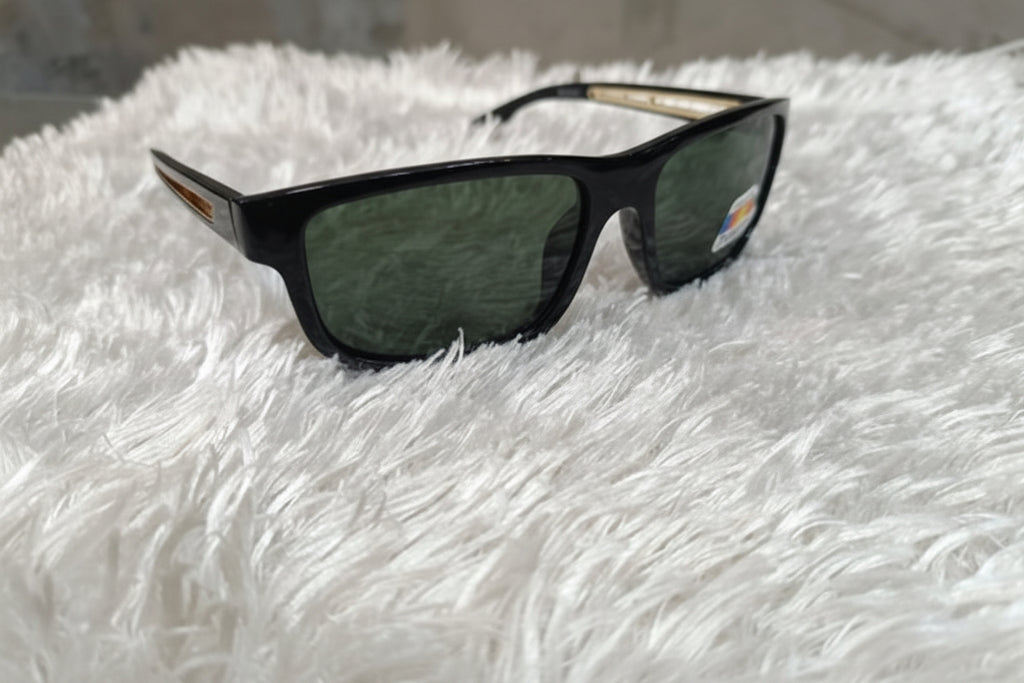 Uv Protection Ultra Lightweight Rectangular Polarized Sunglasses-Black