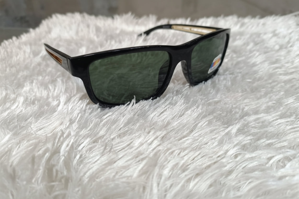 Uv Protection Ultra Lightweight Rectangular Polarized Sunglasses-Black